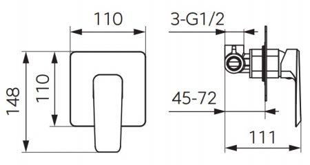 BATERIE INCASTRATA DUS BRINA CU 1 IESIRE, CROM [1]