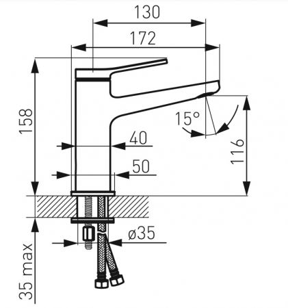 Baterie lavoar FDesign Seppia cu ventil click-clack, negru-aur roz [1]