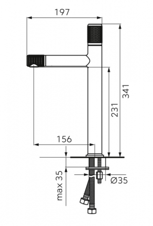 BATERIE LAVOAR INALTA ARDESIA CU VENTIL CLICK-CLACK, NEGRU-ROZ AURIU [1]
