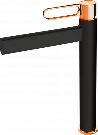 Baterii lavoar - BATERIE LAVOAR INALTA ZAFFIRO CU VENTIL CLICK-CLACK, NEGRU-ROZ AURIU