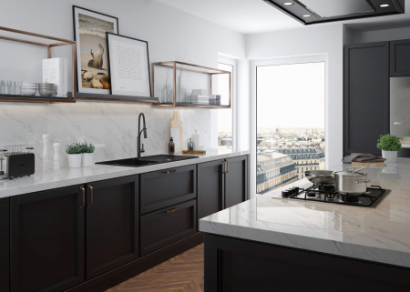 Baterie pentru bucătărie, cu pipă extractibilă, Deante, Gerbera,Negru [3]