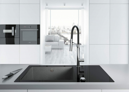 Baterie pentru bucătărie, cu pipă extractibilă, Deante, Gerbera,cromat WITH WHITE [3]