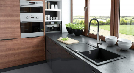 Baterie pentru bucătărie, cu pipă extractibilă, Deante, Gerbera,cromat WITH WHITE [6]