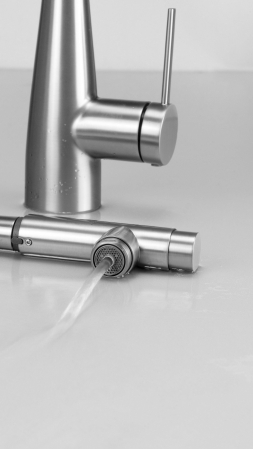 Baterie pentru bucătărie, cu racord pentru filtrul de apă, cu pipă extractibilă [4]