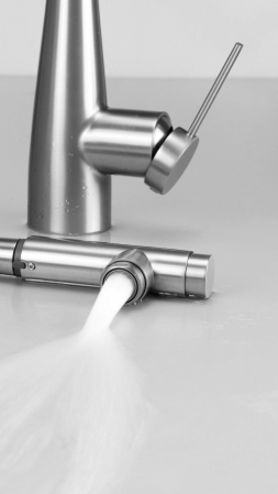 Baterie pentru bucătărie, cu racord pentru filtrul de apă, cu pipă extractibilă [3]