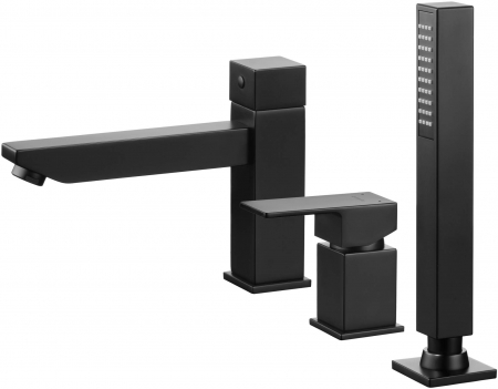 Baie - Baterie pentru cadă, 3-orificii, Deante, ANEMON BIS,Negru