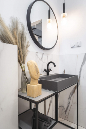 Lavoar din granit, blat, cu gaură pentru baterie - 60x40 cm [8]