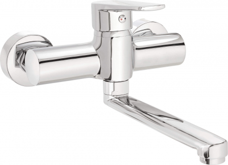 Baterii de baie - Baterie pentru chiuvetă, montare pe perete, Deante, Tubo,Cromat