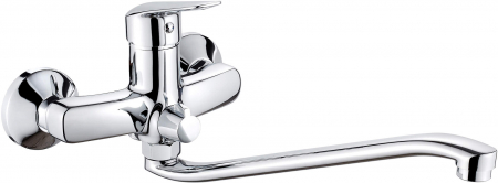 Baie - Baterie pentru chiuvetă, montare pe perete, cu pipă alungită - racord furtun