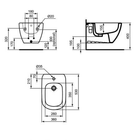 BIDEU TESI SUSPENDAT, FIXARE COMPLET ASCUNSA 53X36 ALB MAT [2]