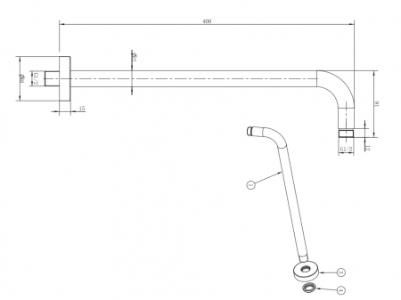 BRAT DUS FIX TUBULAR INULA, 400 MM, ALAMA, CROM [1]