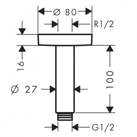 BRAT DUS S 100 MM, MONTAJ DIN TAVAN, NEGRU [1]