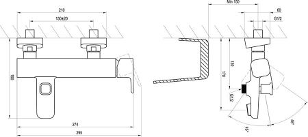 Ravak baterie 10° de perete pentru cadă – Design modern și înclinare ergonomică [1]