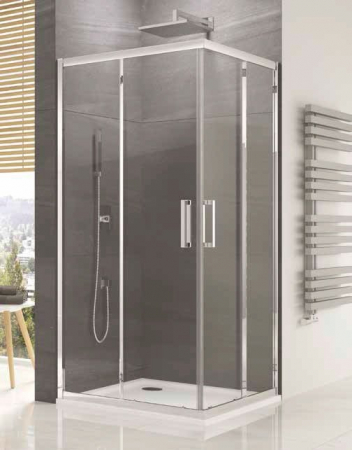 Cabine simple de dus - Cabina de dus patrata Sanswiss Ocelia 90x90 cm, profil crom, sticla transparenta