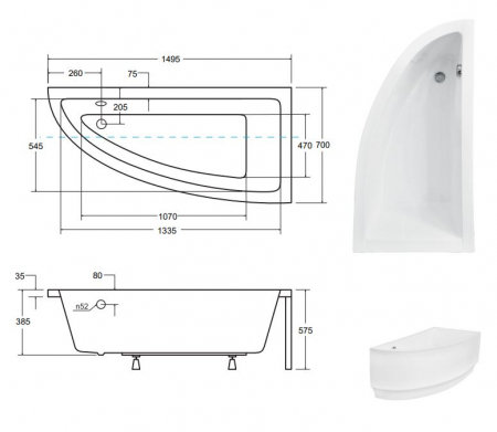 CADA ACRYL PRAKTIKA 150X70 DREAPTA [1]