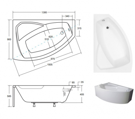 CADA ASIMETRICA ACRYL RIMA 140X90, DE STANGA [2]