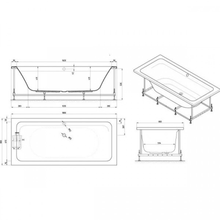 CADA ACRYL EMMA 1800X800 CU PICIOARE SI SIFON ALB [1]