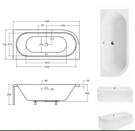 CADA ASIMETRICA ACRYL AVITA 170X75, DE DREAPTA [1]