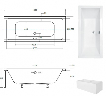 CADA RECTANGULARA ACRYL QUADRO 165X75 [3]