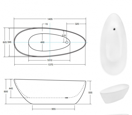 CADA FREESTANDING GOYA XS 142X62, WHITE [6]