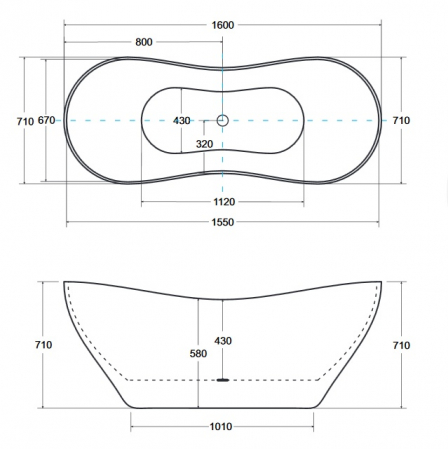 CADA FREESTANDING VIYA 160X70, BLACK&WHITE [2]