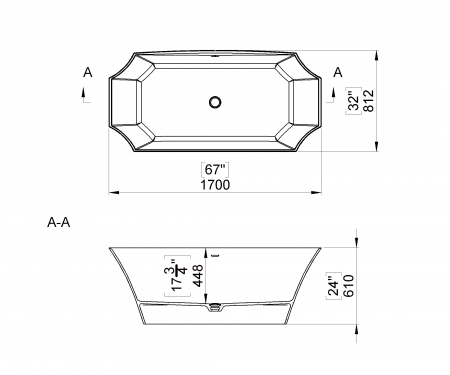 Cada freestanding Cast Marble Novara 170x81x61 cm din compozit, cu preaplin, alb [1]