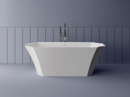 Baie - Cada freestanding Cast Marble Novara 170x81x61 cm din compozit, cu preaplin, alb