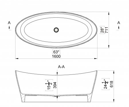 Cada freestanding Cast Marble Poros 160x71x62 cm din compozit, fara preaplin, alb [1]