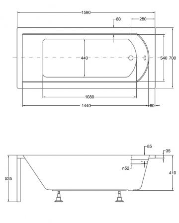 CADA RECTANGULARA ACRYL SHEA 160X70 [4]