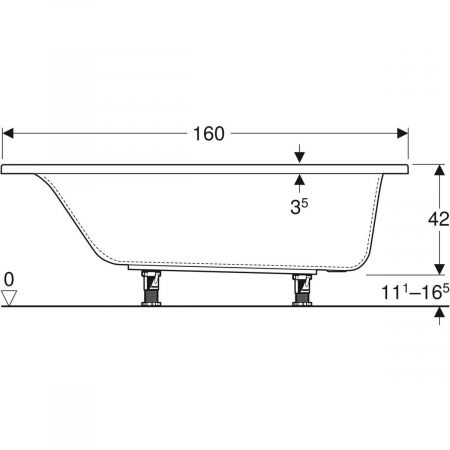 CADA ACRYL SELNOVA SQUARE 160X75 CM CU PICIOARE REGLABILE [1]