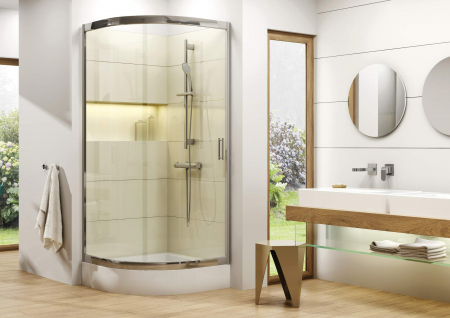 Cădiță de duș din acrilat, semicerc, 90 cm [3]