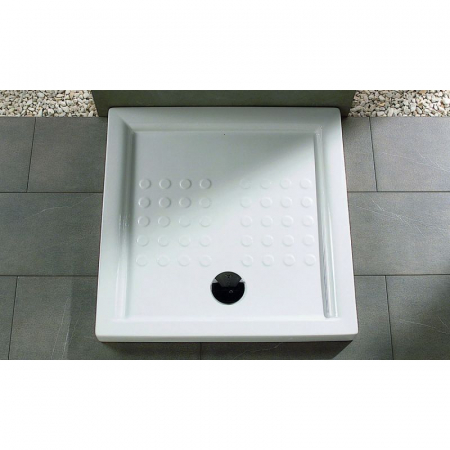 CUVA DUS CERAMICA PATRATA ATLAS 900X900X80 ALB FARA SIFON [2]