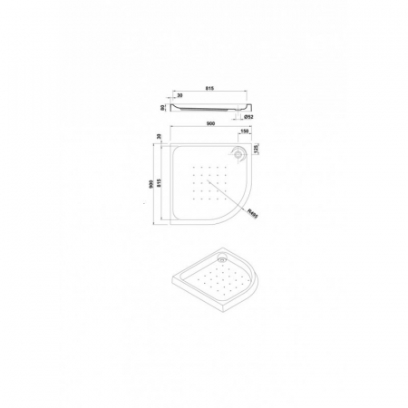 CUVA DUS ACRYL SEMIROTUNDA ESFERA ALB 90X90 [1]