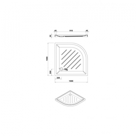 Cadita de dus semirotunda Gala Vita 100x100 cm, acryl, sifon inclus [1]