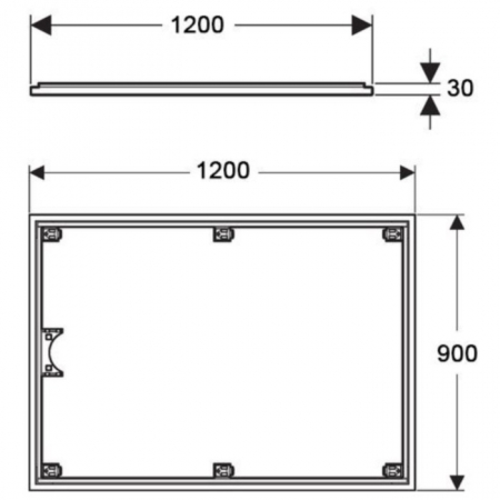 ELEMENT DE INSTALARE GEBERIT PENTRU SUPRAFETE DE DUS SETAPLANO, PESTE 100 CM, PENTRU 6 PICIOARE B.90CM, L.120CM CAL. I [1]