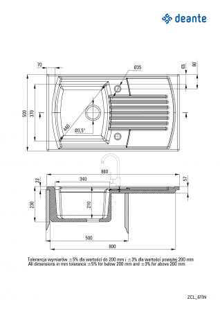 Chiuvetă ceramică, 1-cuvă cu picurător [1]