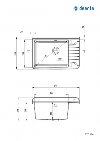 Chiuvetă de serviciu, 1-cuvă - montare pe perete [1]