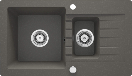 Bucatarie - Chiuvetă din granit, 1,5-cuve cu picurător, Deante, Zorba,ANTHRACITE METALLIC