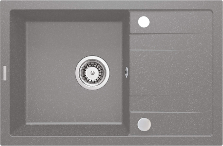 Bucatarie - Chiuvetă din granit, 1-cuvă cu picurător,Corio gri metalic ,670x440 Deante