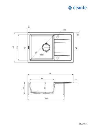 Chiuvetă din granit, 1-cuvă cu picurător, Deante, CORIO,GRAPHITE [1]