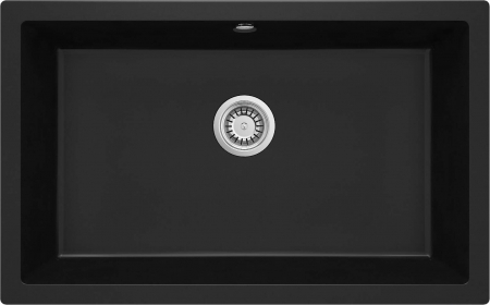 Bucatarie - Chiuvetă din granit, 1-cuvă, montare sub blat, Deante, Corda,Negru