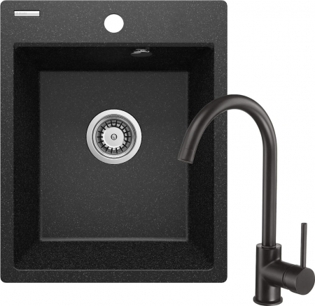 Chiuveta de bucatarie cu baterie - Chiuvetă din granit cu baterie, 1-cuvă