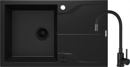 Import - Chiuvetă din granit cu baterie, 1-cuvă cu picurător