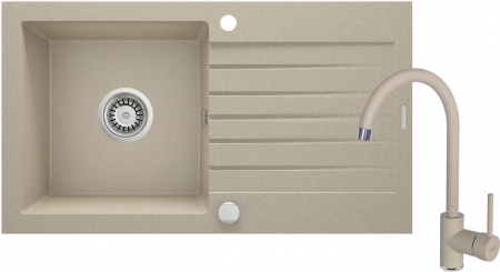 Chiuveta de bucatarie cu baterie - Chiuvetă din granit cu baterie, 1-cuvă cu picurător