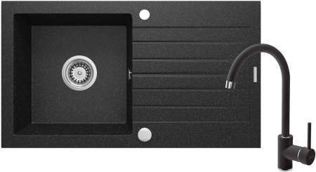 Chiuveta de bucatarie cu baterie - Chiuvetă din granit cu baterie, 1-cuvă cu picurător