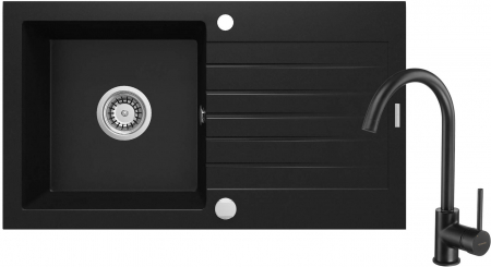 Chiuvete bucatarie - Chiuvetă din granit cu baterie, 1-cuvă cu picurător