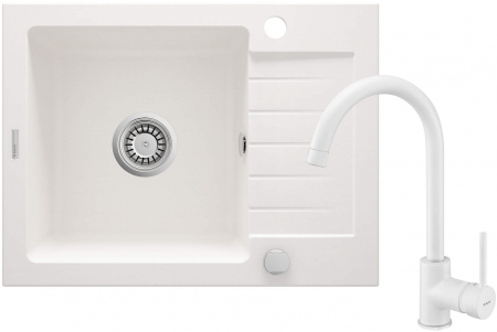 Bucatarie - Chiuvetă din granit cu baterie, 1-cuvă cu picurător