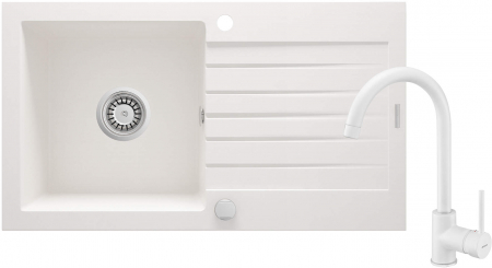 Bucatarie - Chiuvetă din granit cu baterie, 1-cuvă cu picurător