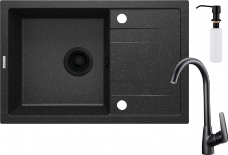 Chiuvete bucatarie - Chiuvetă din granit cu baterie, 1-cuvă cu picurător - cu dozator