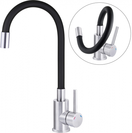 Chiuvetă din granit cu baterie, cu pipă elastică [1]